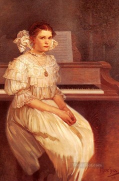  Czech Oil Painting - Maria Portrait Of Milada Cerny Czech Art Nouveau Alphonse Mucha